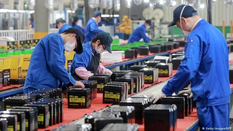 Battery manufacturing line at a factory in China